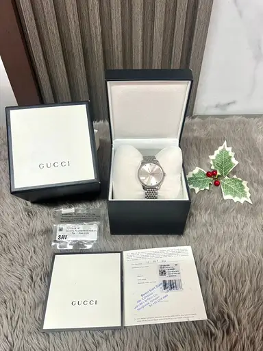 นาฬิกา Gucci G-Timeless ควอตซ์ Silver Dial Silver Steel Strap 36 MM ปี 2020 (YA1264153)