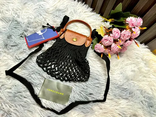 ใหม่ มือหนึ่ง กระเป๋า longchamp le pliage filet xs mesh bag