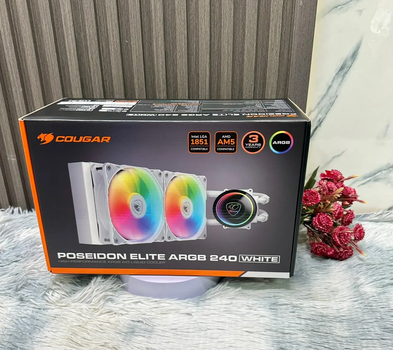 ใหม่ มือหนึ่ง ชุดน้ำระบายความร้อน COUGAR รุ่น Cougar Poseidon Elite ARGB 240 White รูปที่ 2