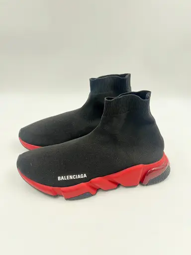 Balenciaga Speed Sneaker Cleae Sole Trainer Black /Red