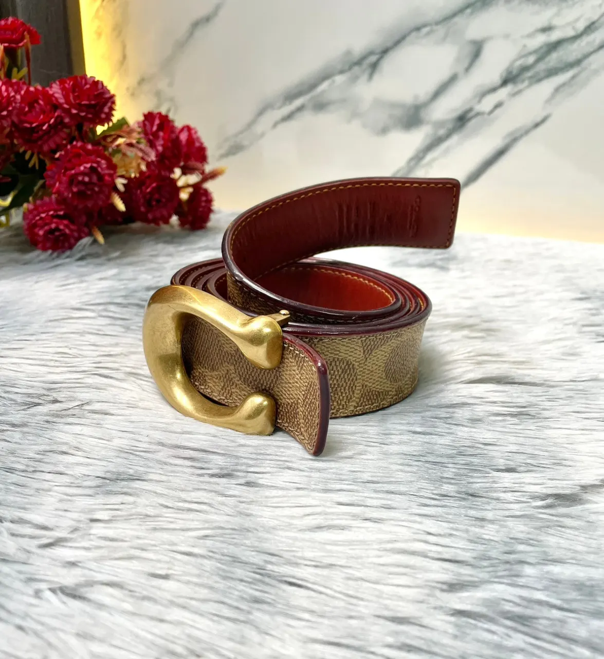 เข็มขัด Coach Sculpted Signature Reversible Belt (Style:31114) รูปที่ 2